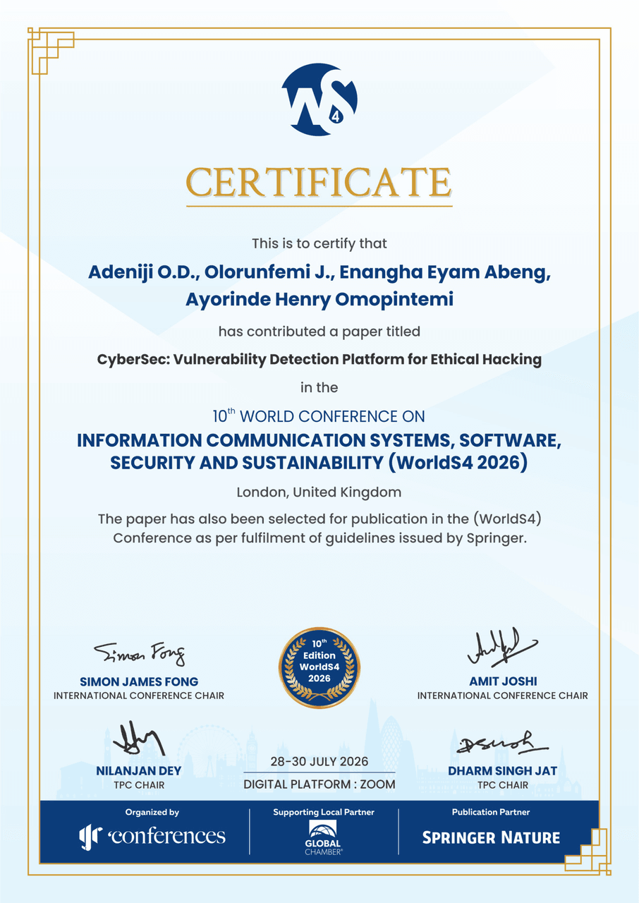 WorldS4 2026 Conference Certificate — Olorunfemi J.E.